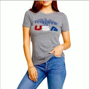 NWT Chaser Forever USA Patriotic Gray T-sh…